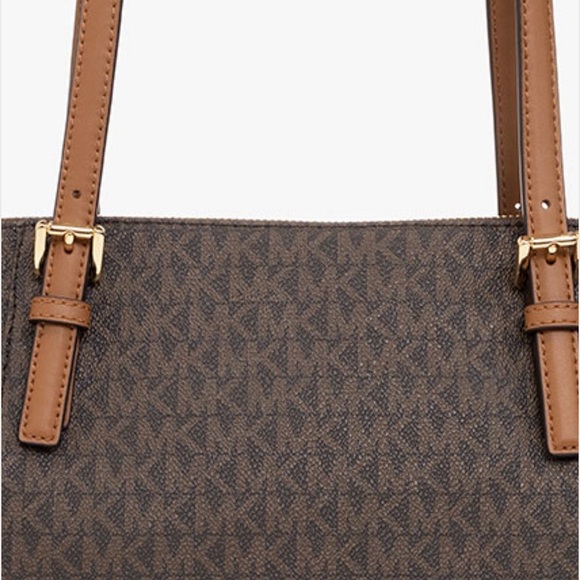 Women’s Handbag MICHAEL KORS Jet Set Leather Tote Brown Acorn AUTHENTIC NWT - Picture 7 of 11